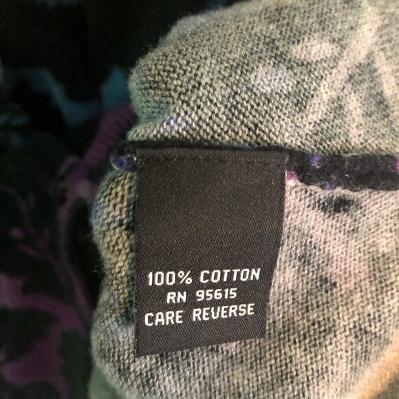 Rafaella Gradient Dyed Ombre Black Floral Long Sleeve Cardigan Cotton Medium - Picture 7 of 7